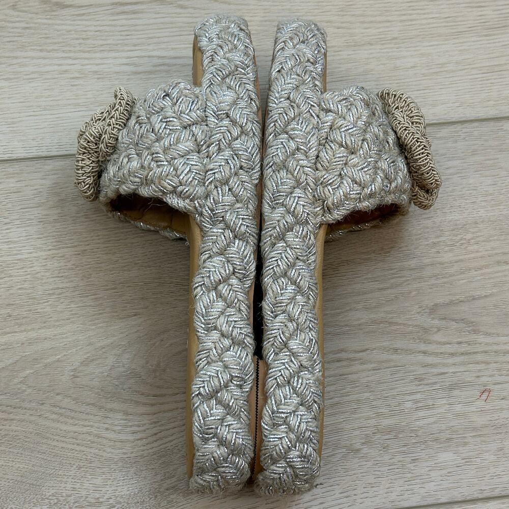 Cato Comfort Platform Slide Sandals Beige Woven Open Toe Crochet Flower 9.5 - Picture 5 of 8